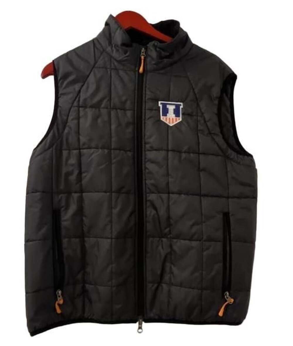 Lands' End Quilted Puffer Vest Size M Dark Gray Full Zip